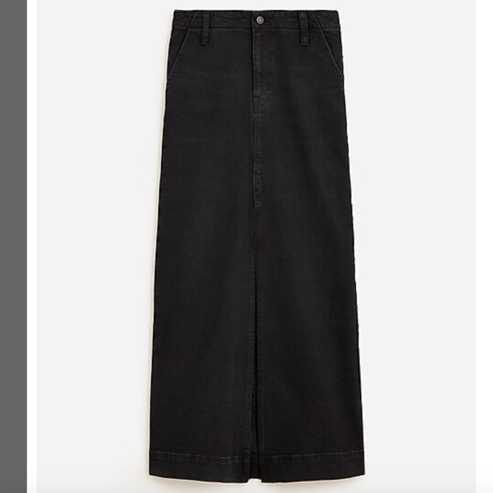 J. Crew Denim Maxi Skirt in Washed Black